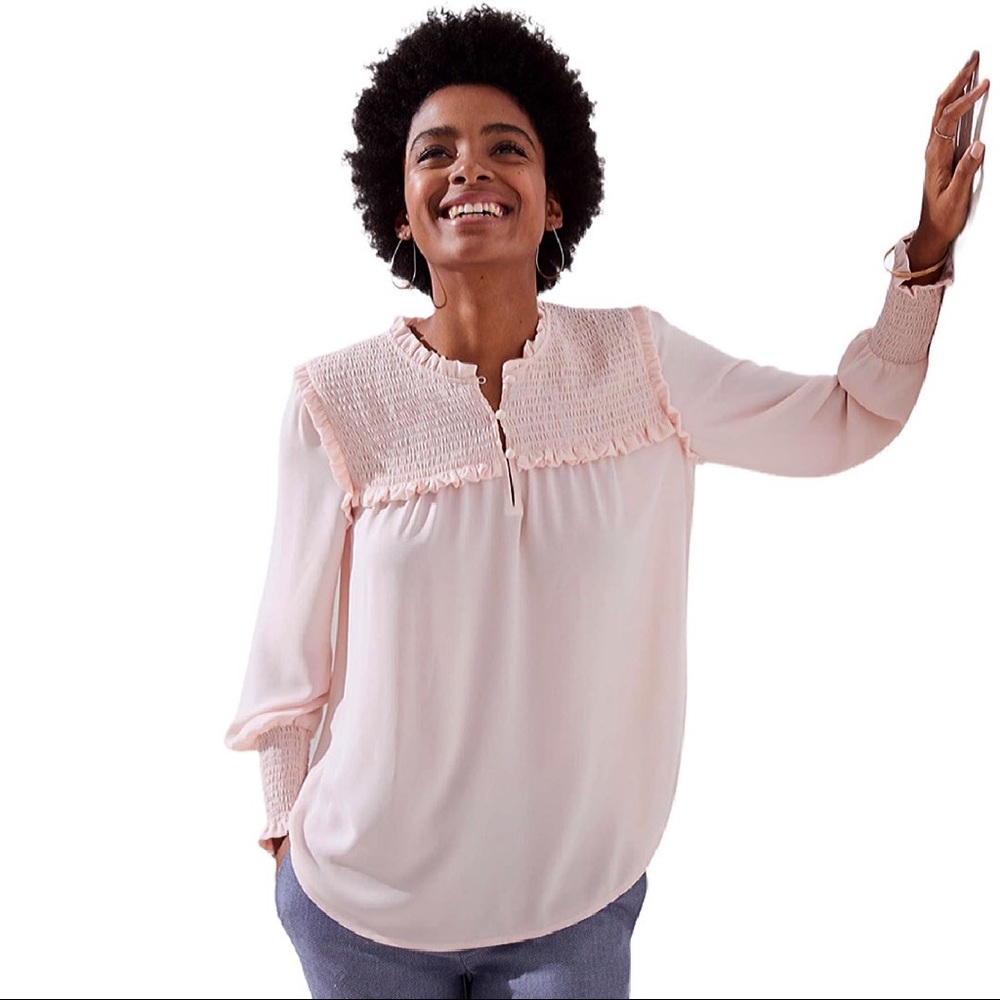 LOFT | Smocked Ruffled Blouse Top